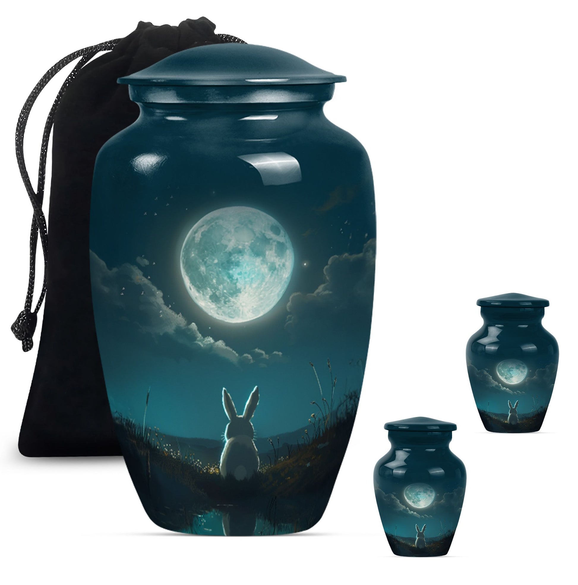 white bunny moon urn for women's cremation