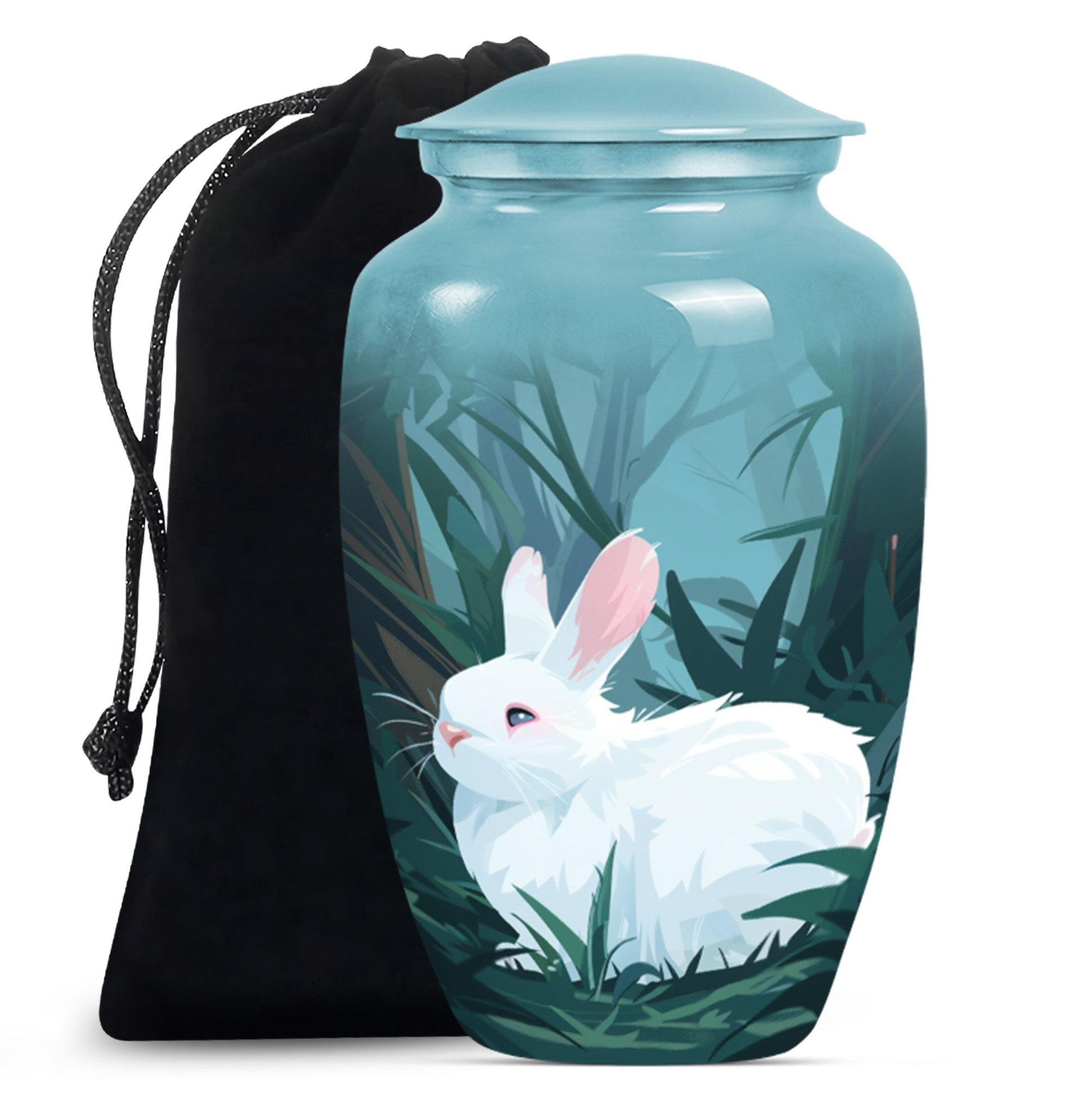 white bunny moon Funeral urn.