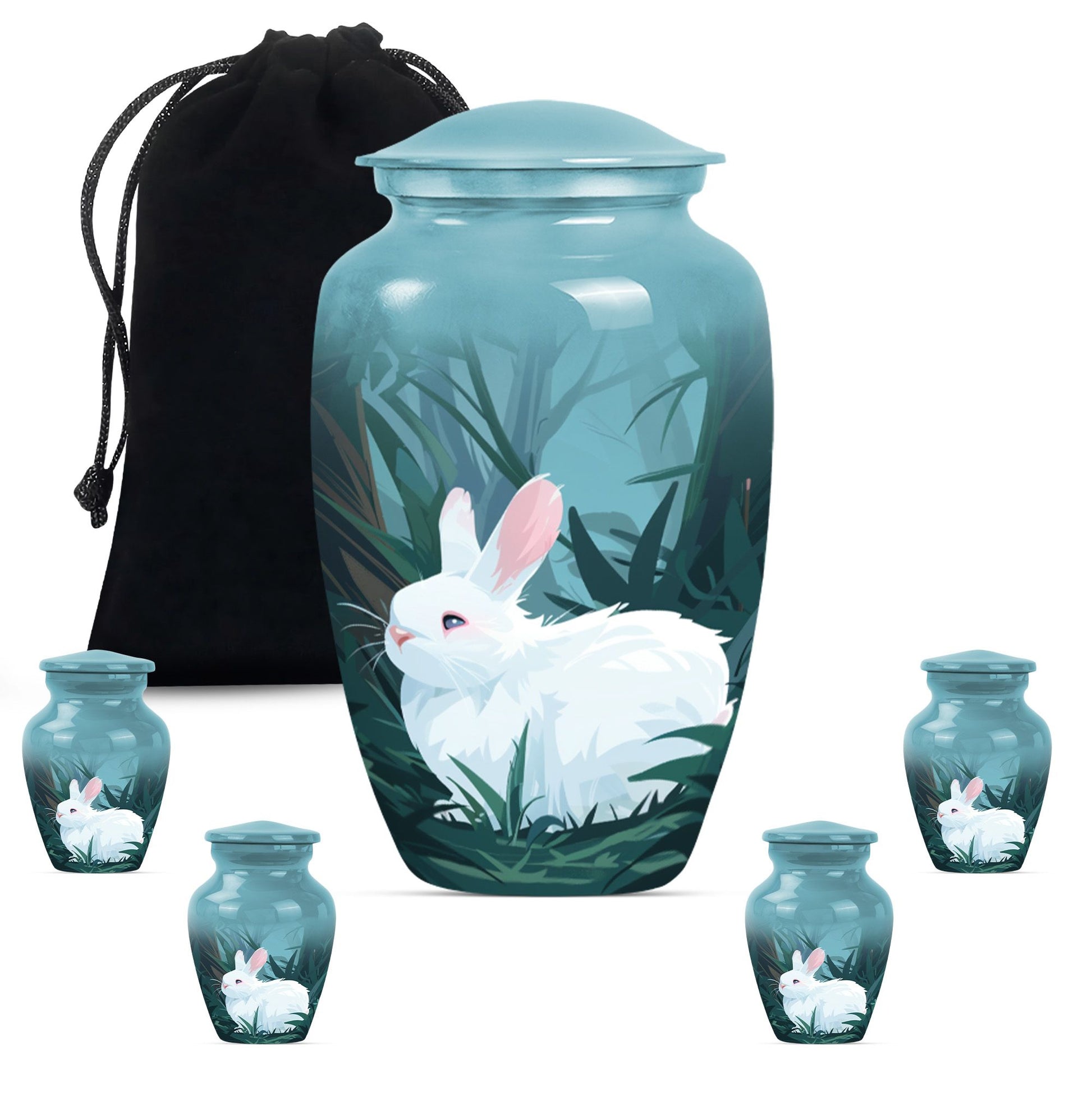 white bunny moon Funeral urn.