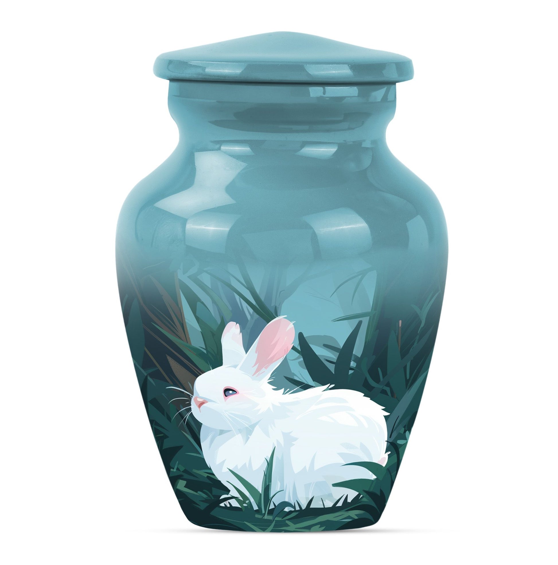 white bunny moon Funeral urn.