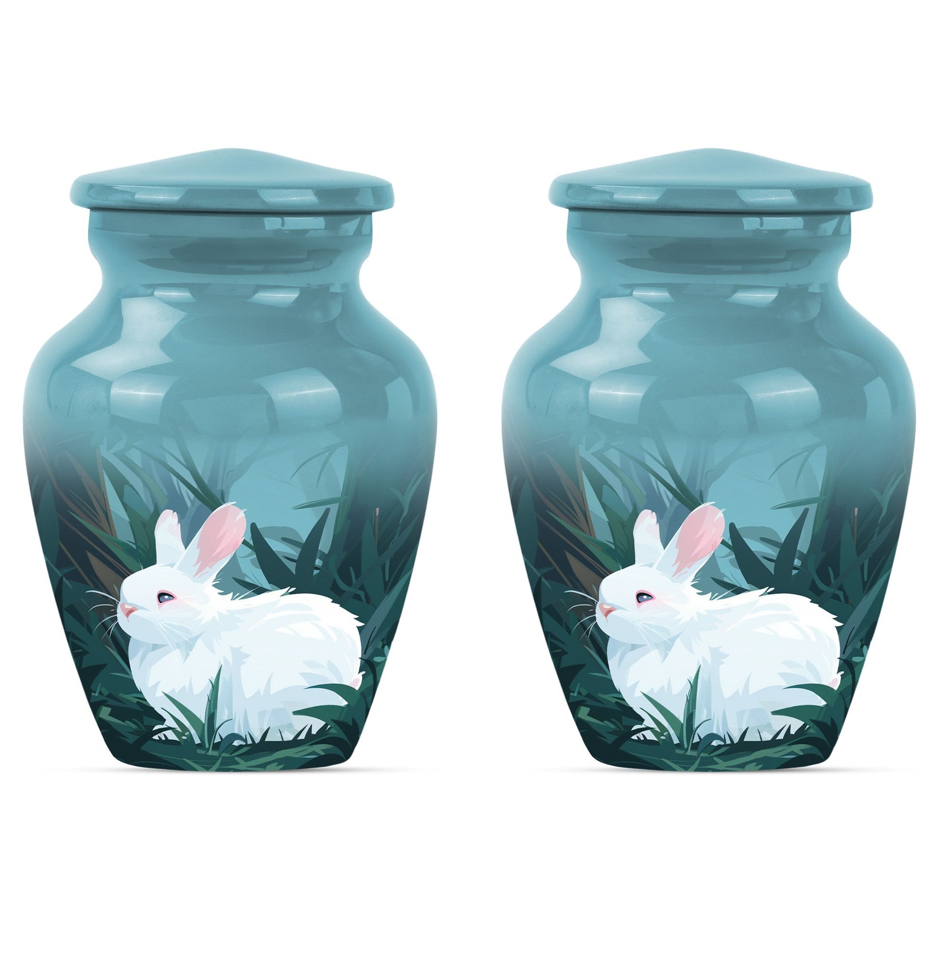 white bunny moon Funeral urn.