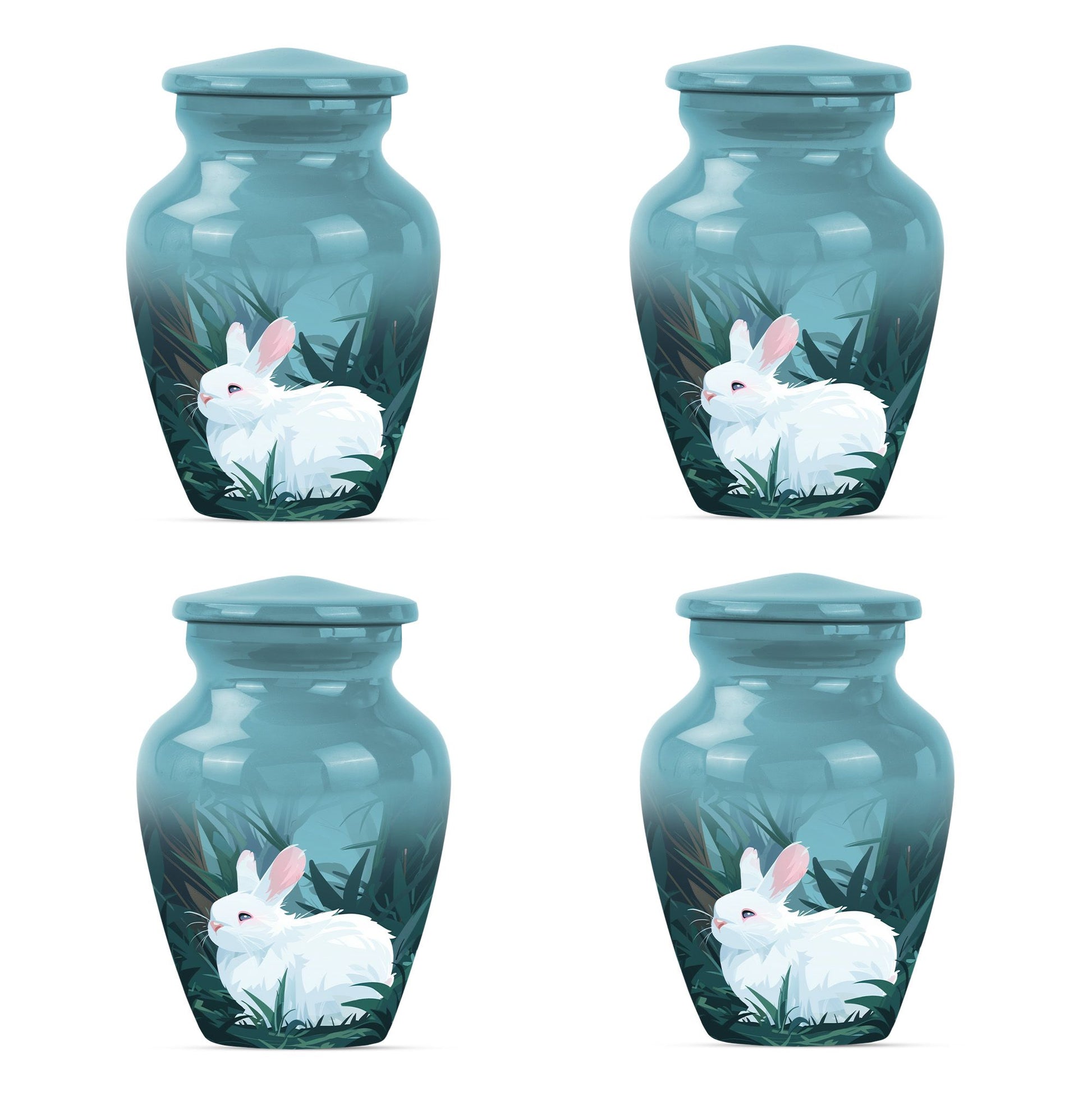 white bunny moon Funeral urn.