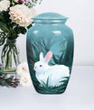 white bunny moon Funeral urn.