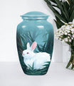 white bunny moon Funeral urn.