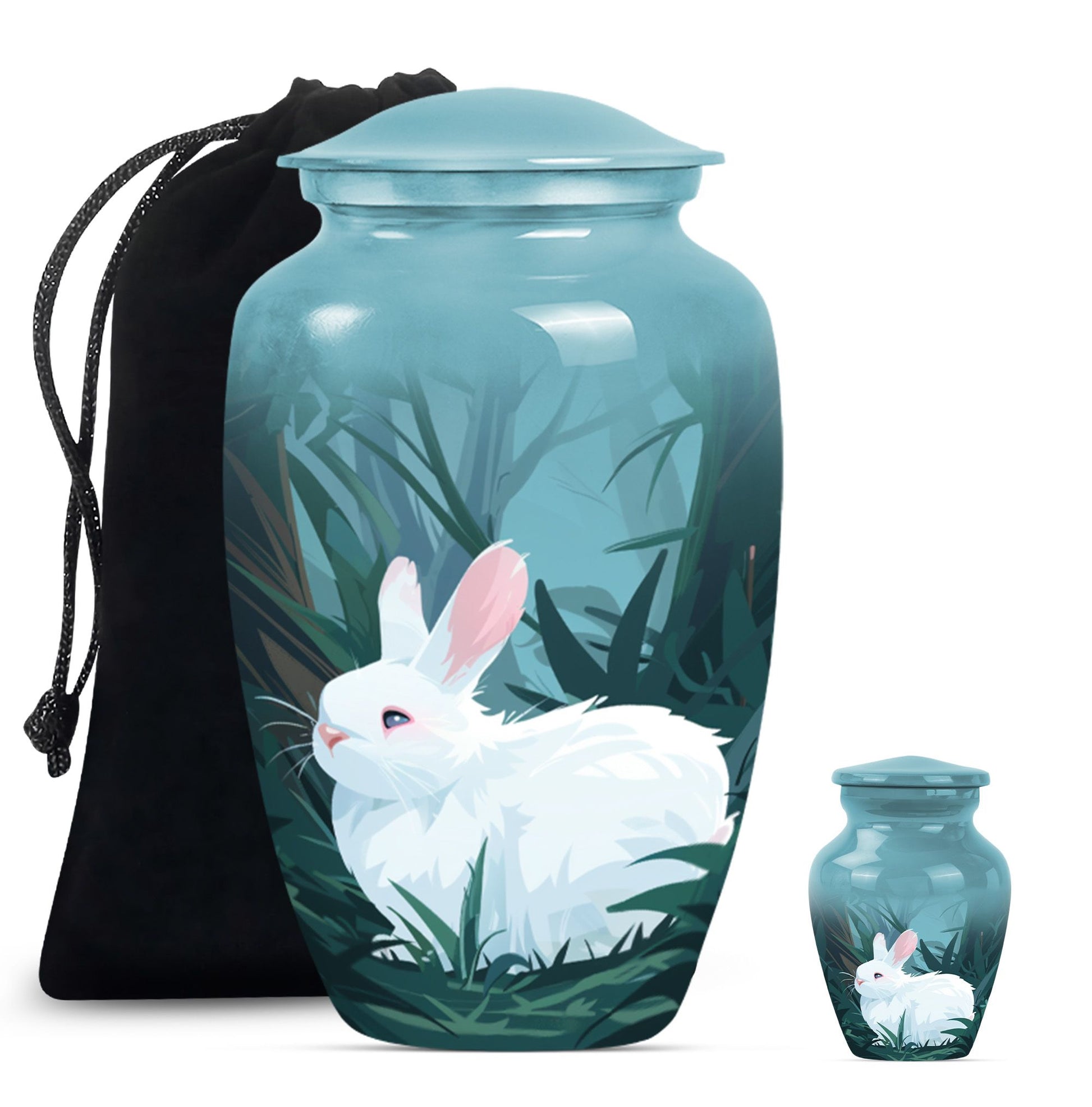 white bunny moon Funeral urn.