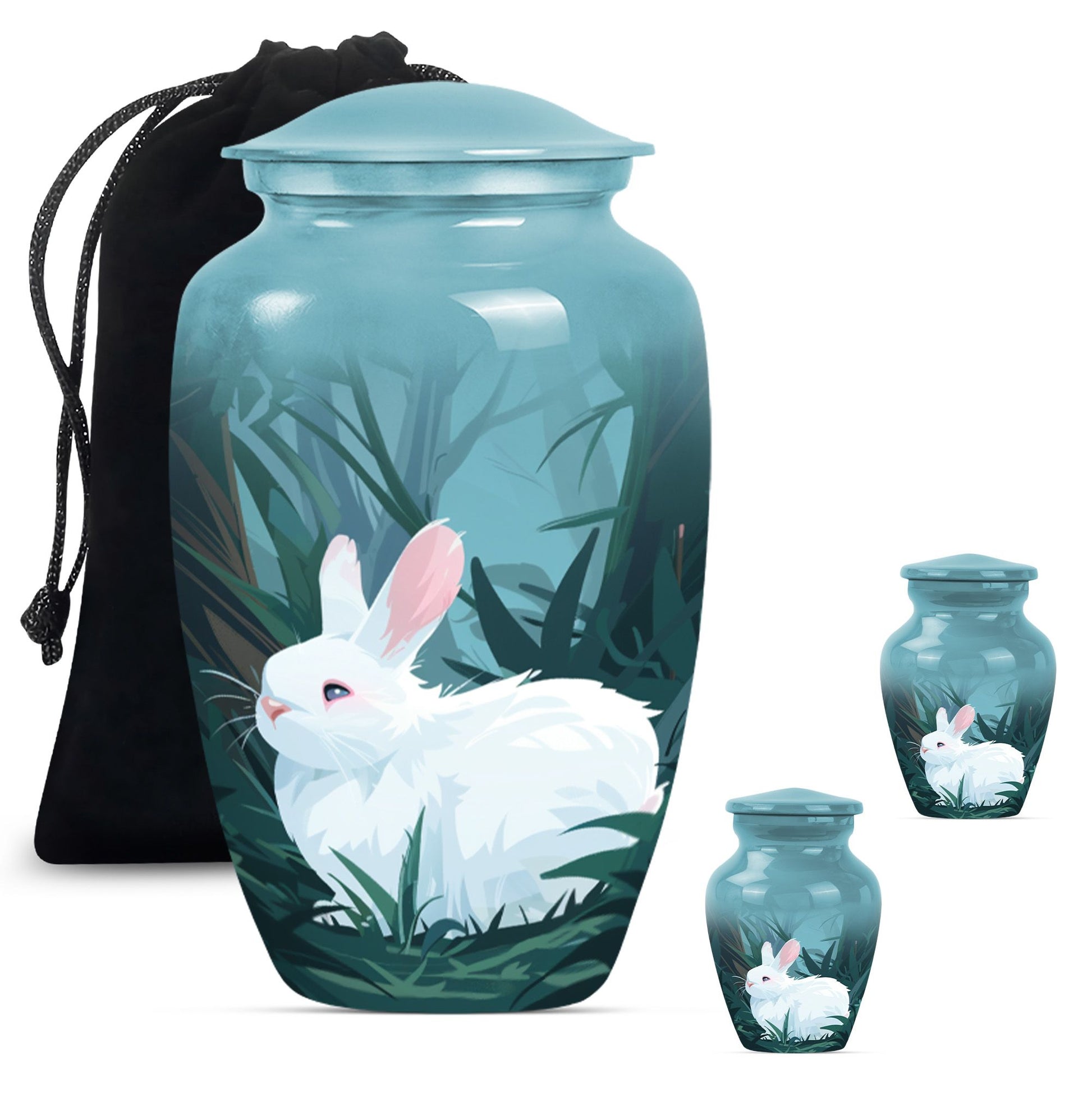 white bunny moon Funeral urn.