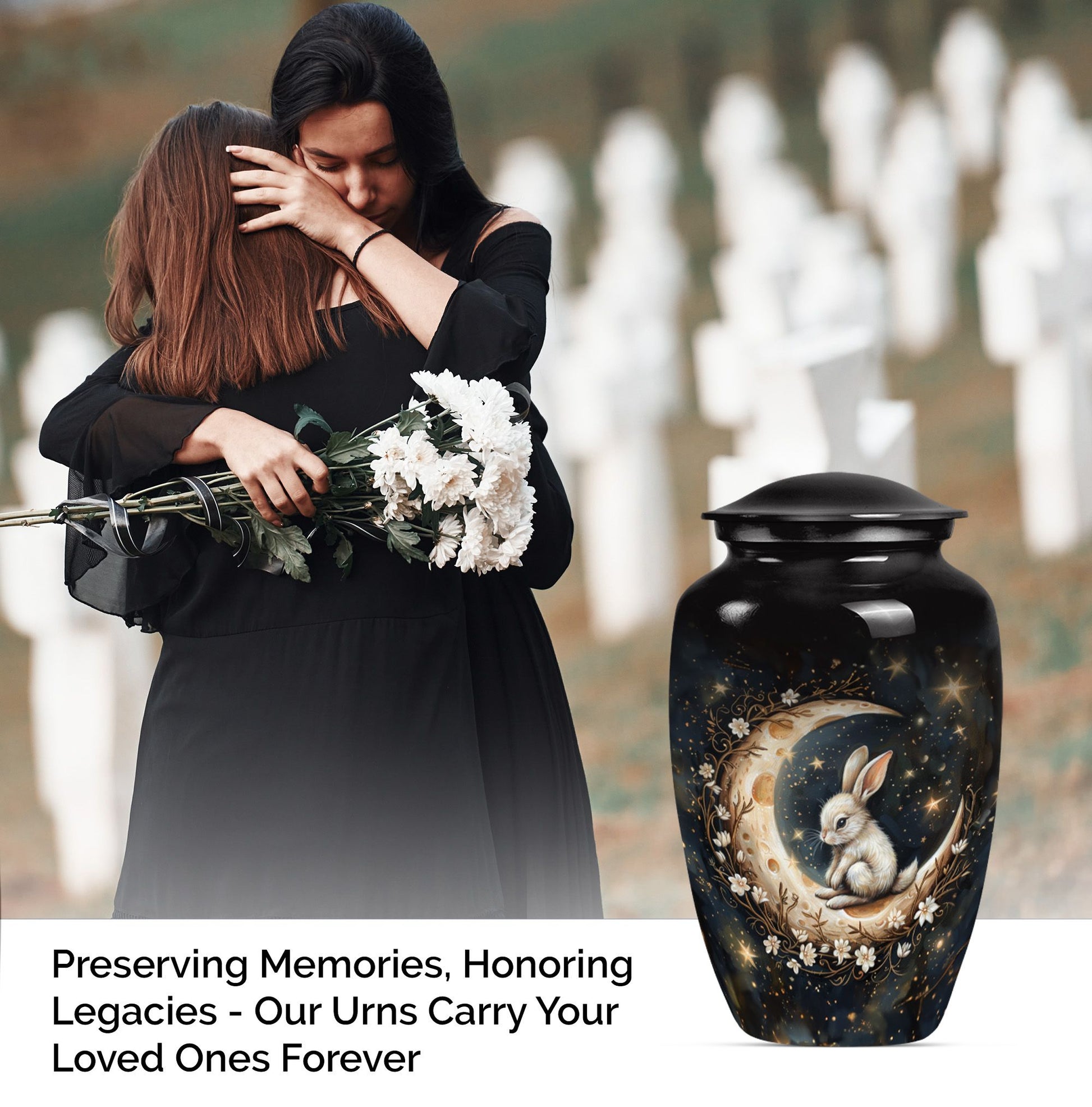 White Bunny Moon Urn 