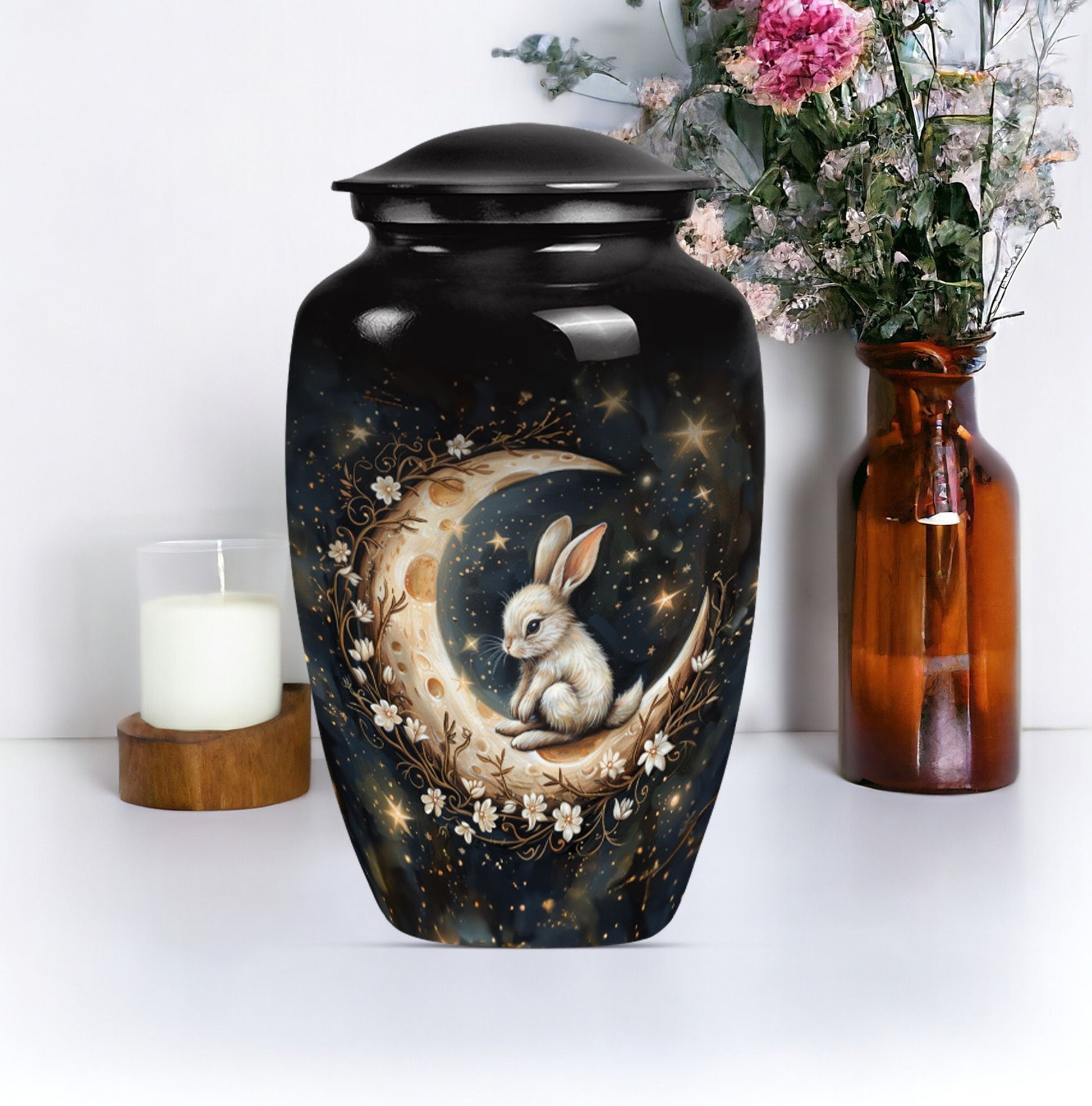 White Bunny Moon Urn 