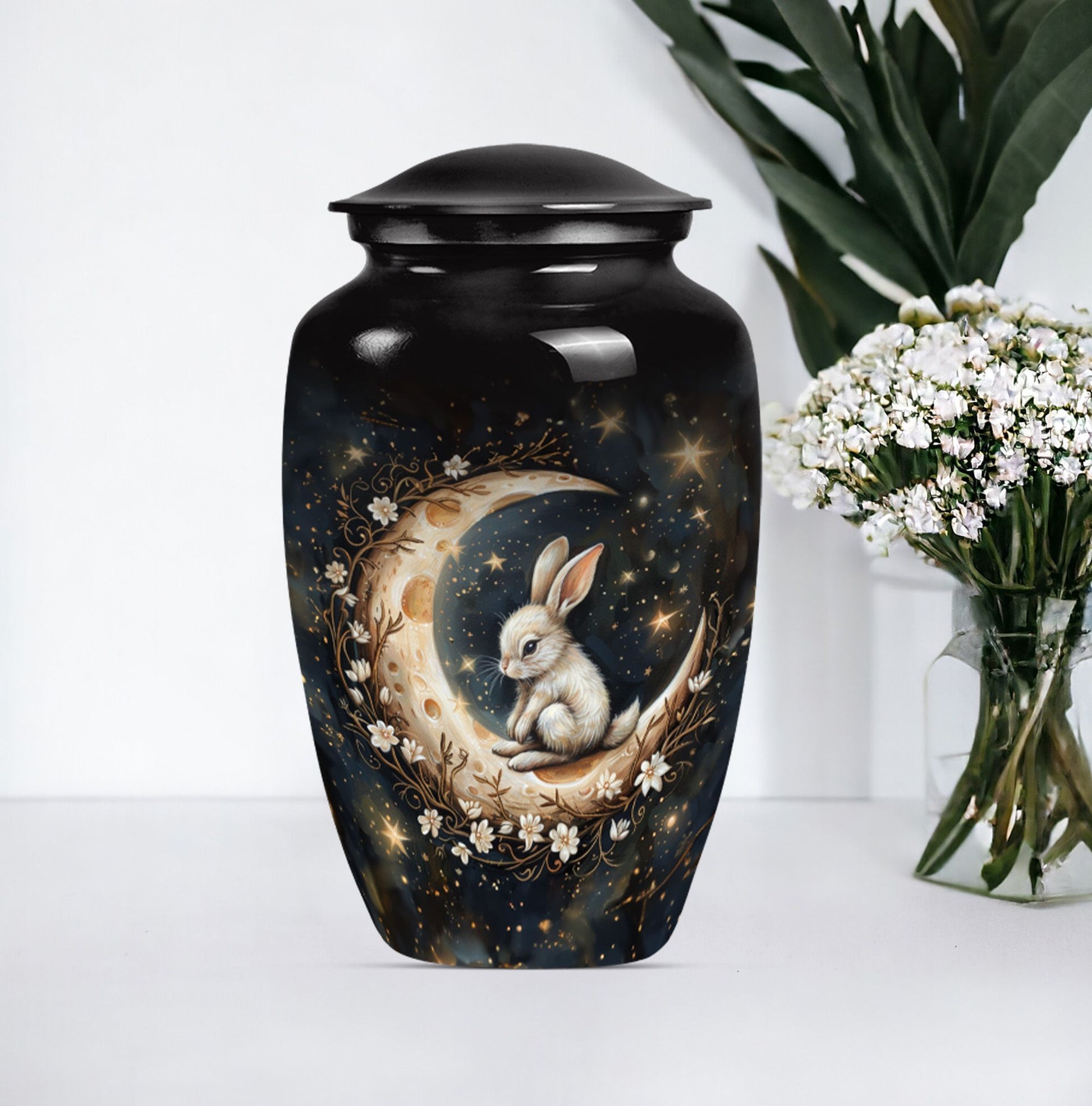 White Bunny Moon Urn 