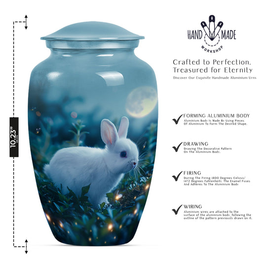 10-inch white bunny moon urn