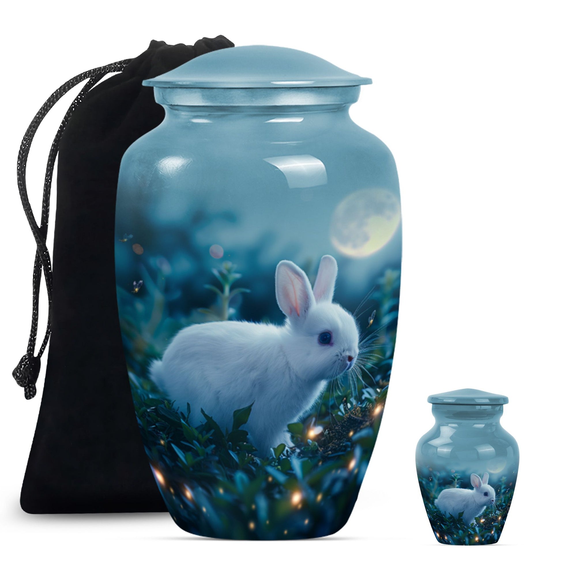 10-inch white bunny moon urn