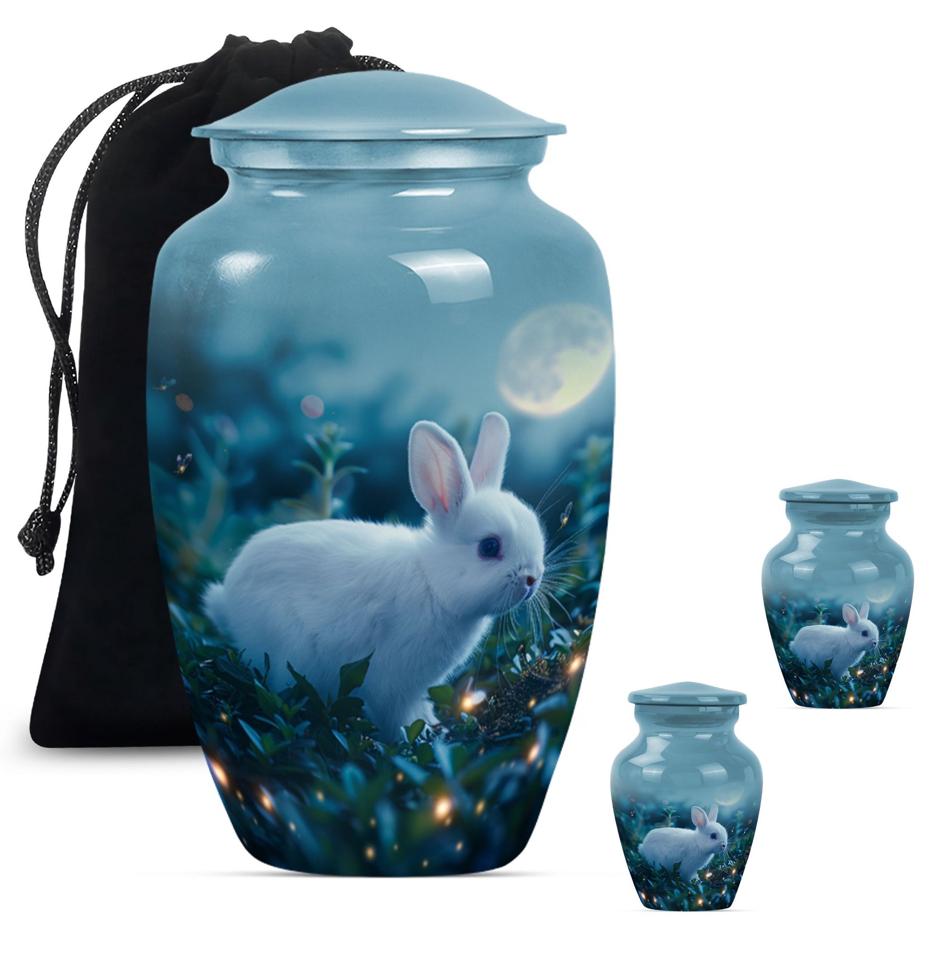 10-inch white bunny moon urn