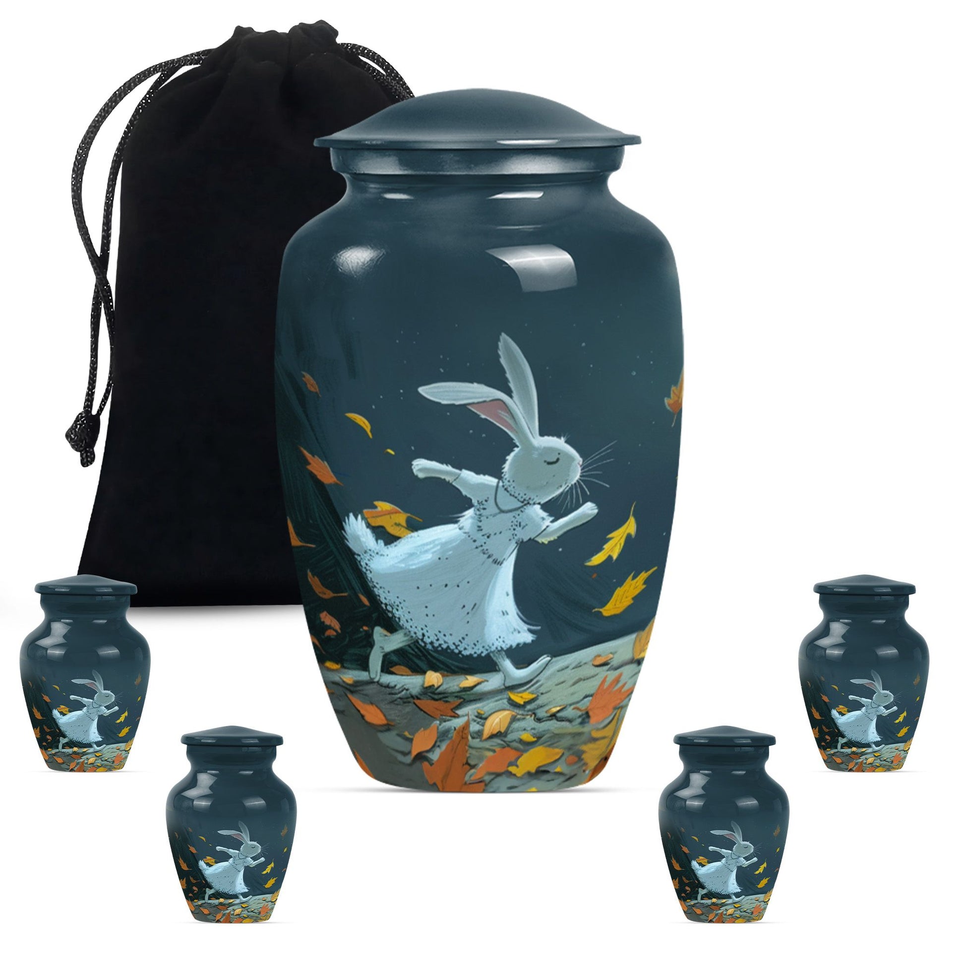 white bunny moon aluminium cremation urn.