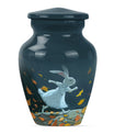 white bunny moon aluminium cremation urn.