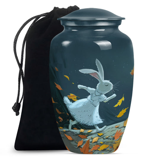 white bunny moon aluminium cremation urn.