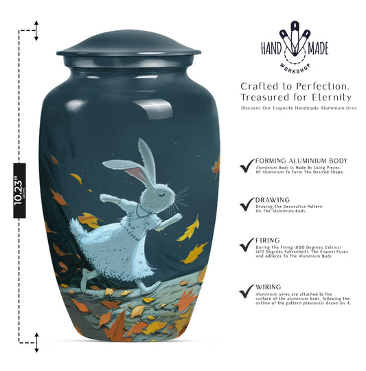 white bunny moon aluminium cremation urn.