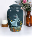 white bunny moon aluminium cremation urn.