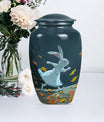 white bunny moon aluminium cremation urn.