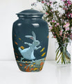 white bunny moon aluminium cremation urn.