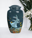 white bunny moon aluminium cremation urn.