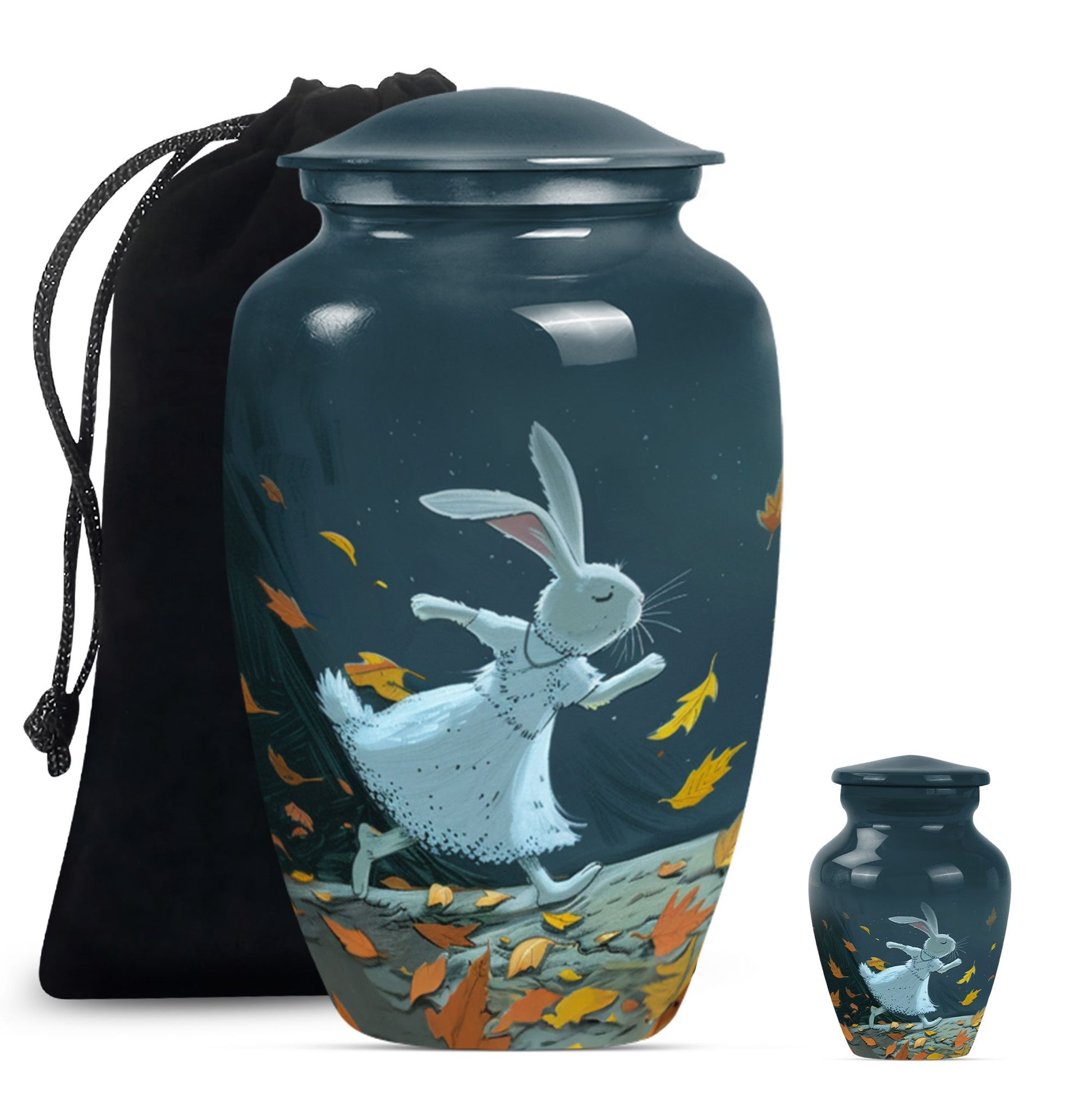 white bunny moon aluminium cremation urn.