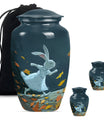 white bunny moon aluminium cremation urn.