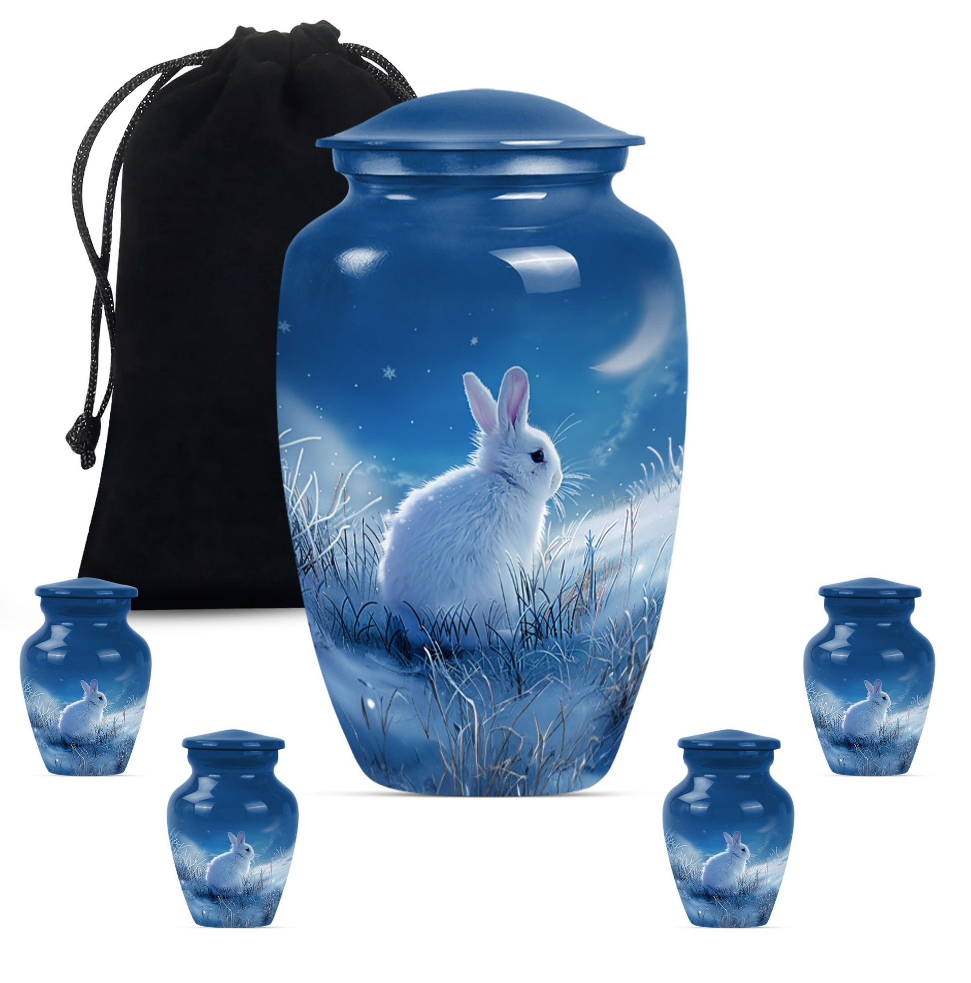 white bunny moon memorial forever urn, a classic cremation urn.