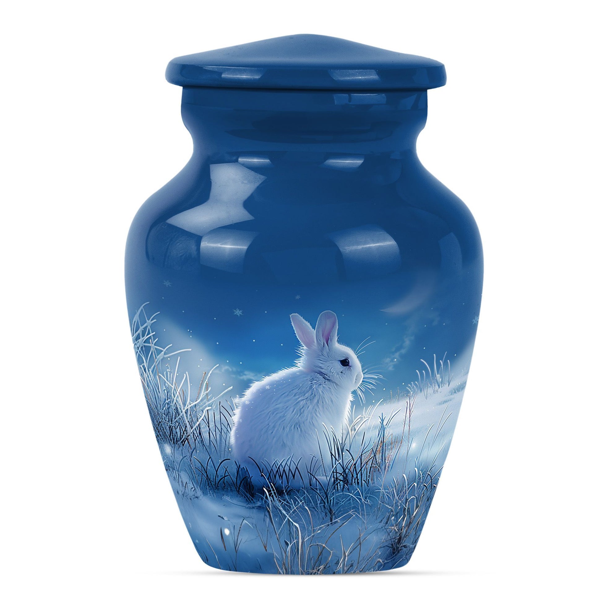 white bunny moon memorial forever urn, a classic cremation urn.