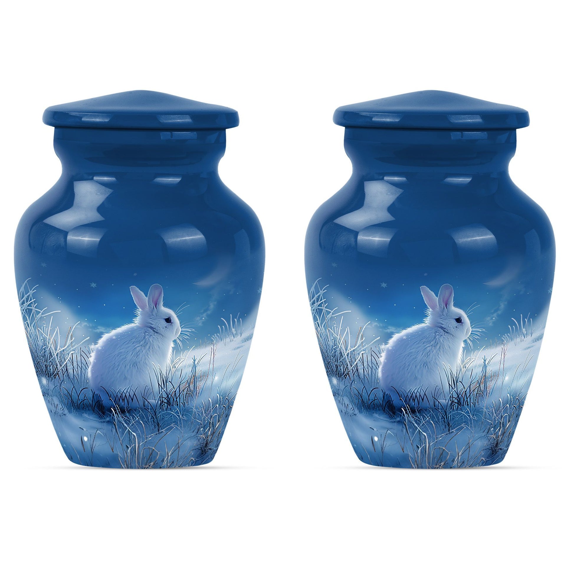 white bunny moon memorial forever urn, a classic cremation urn.