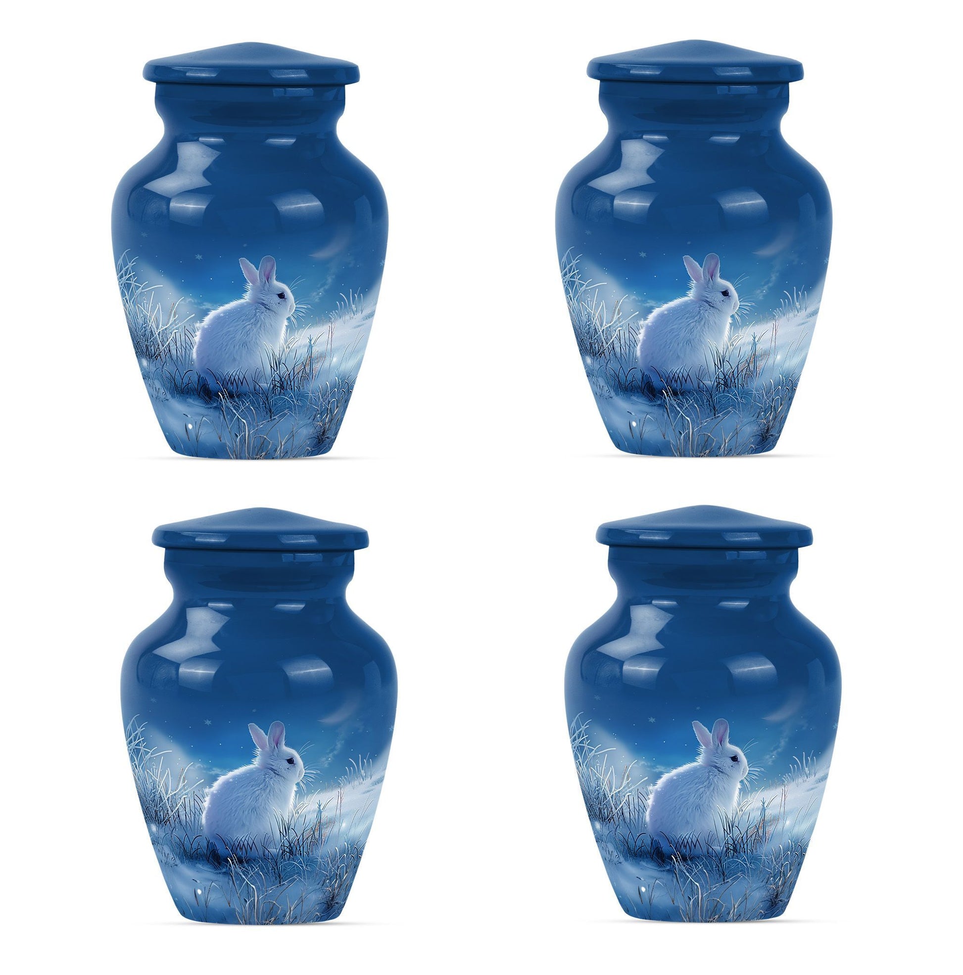 white bunny moon memorial forever urn, a classic cremation urn.