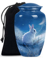 white bunny moon memorial forever urn, a classic cremation urn.