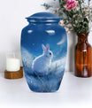 white bunny moon memorial forever urn, a classic cremation urn.