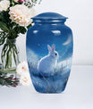 white bunny moon memorial forever urn, a classic cremation urn.