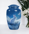 white bunny moon memorial forever urn, a classic cremation urn.