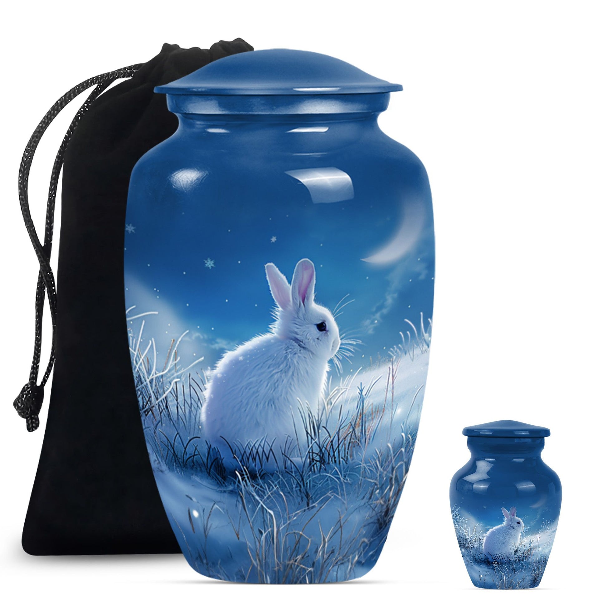 white bunny moon memorial forever urn, a classic cremation urn.