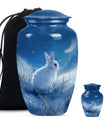 white bunny moon memorial forever urn, a classic cremation urn.