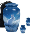 white bunny moon memorial forever urn, a classic cremation urn.