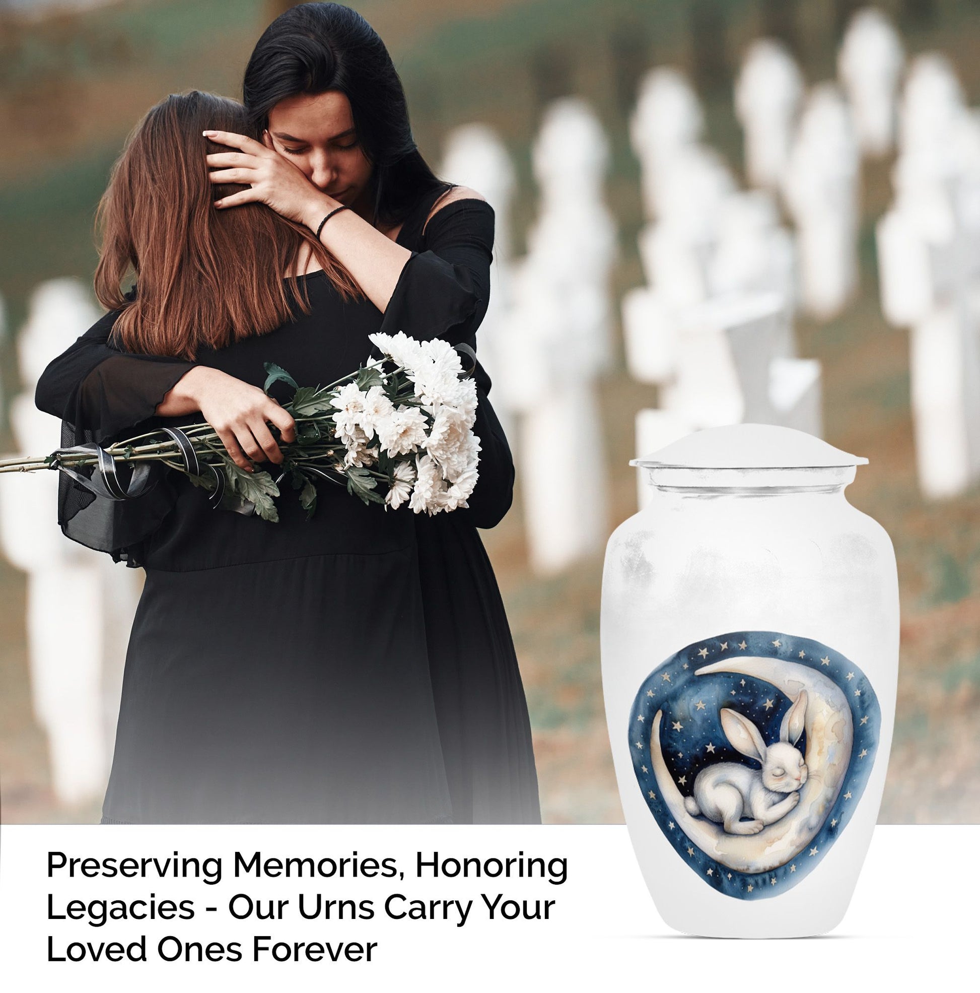 white bunny moon Urn ashes