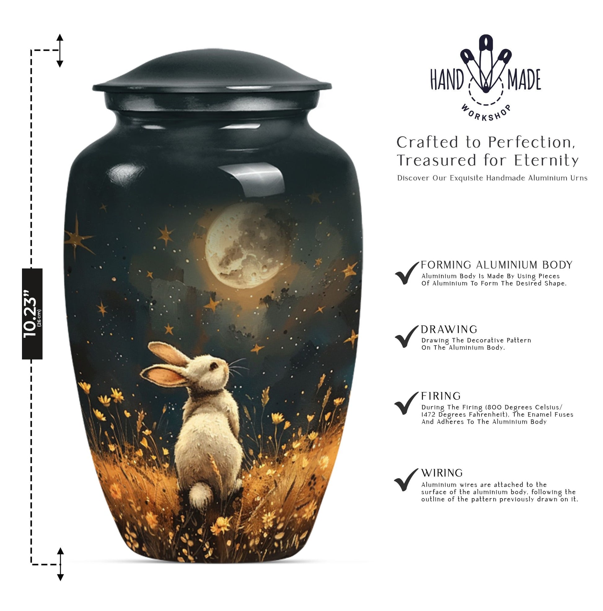 10-inch white bunny moon Urn