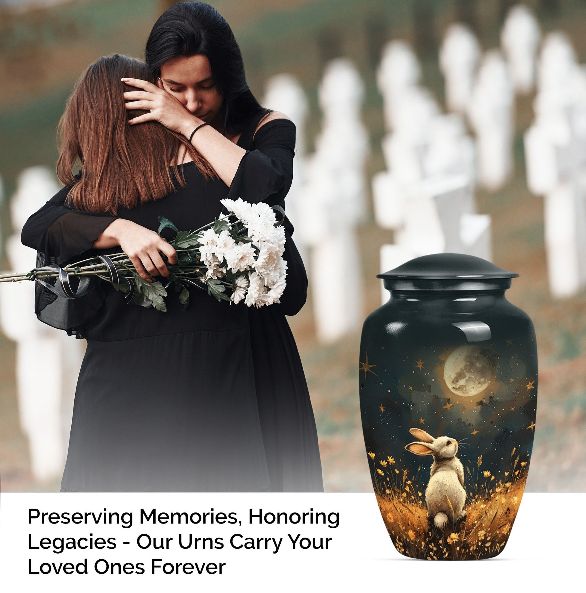 10-inch white bunny moon Urn