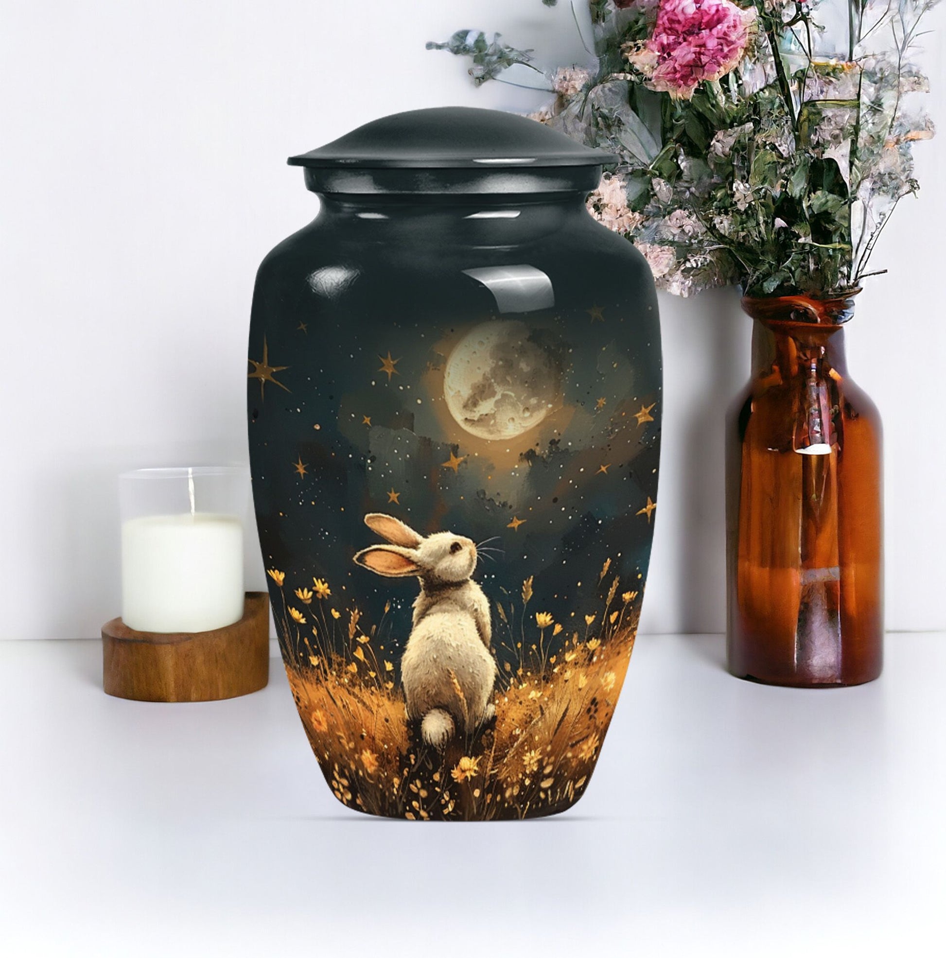 10-inch white bunny moon Urn