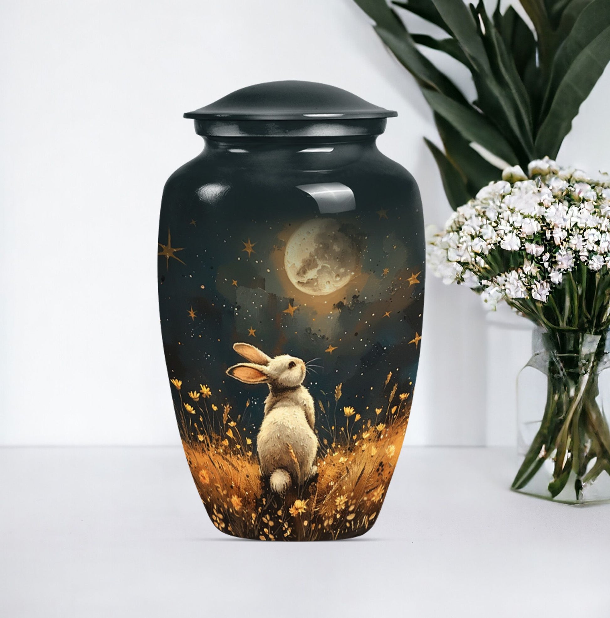 10-inch white bunny moon Urn