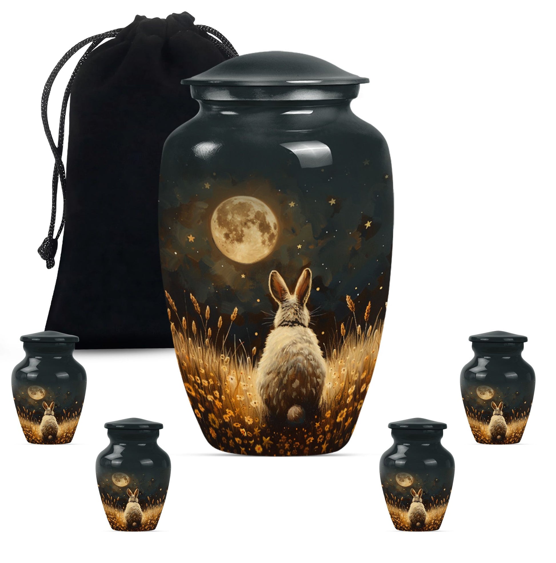 Classic 10-inch white bunny moon urn.