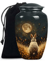 Classic 10-inch white bunny moon urn.