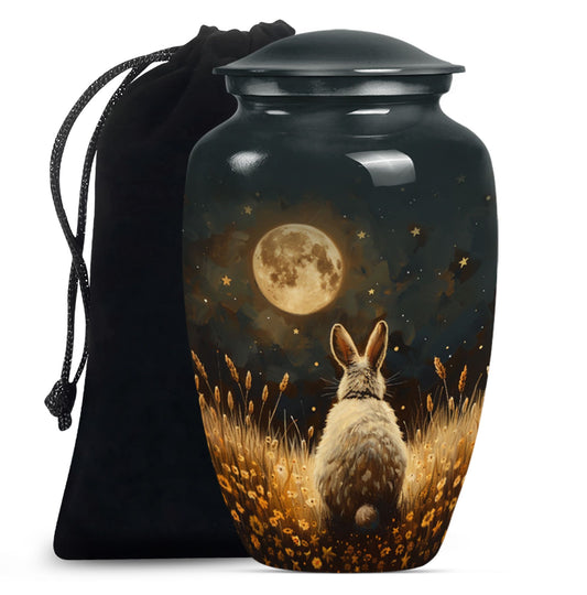 Classic 10-inch white bunny moon urn.