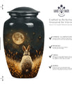 Classic 10-inch white bunny moon urn.