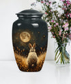 Classic 10-inch white bunny moon urn.