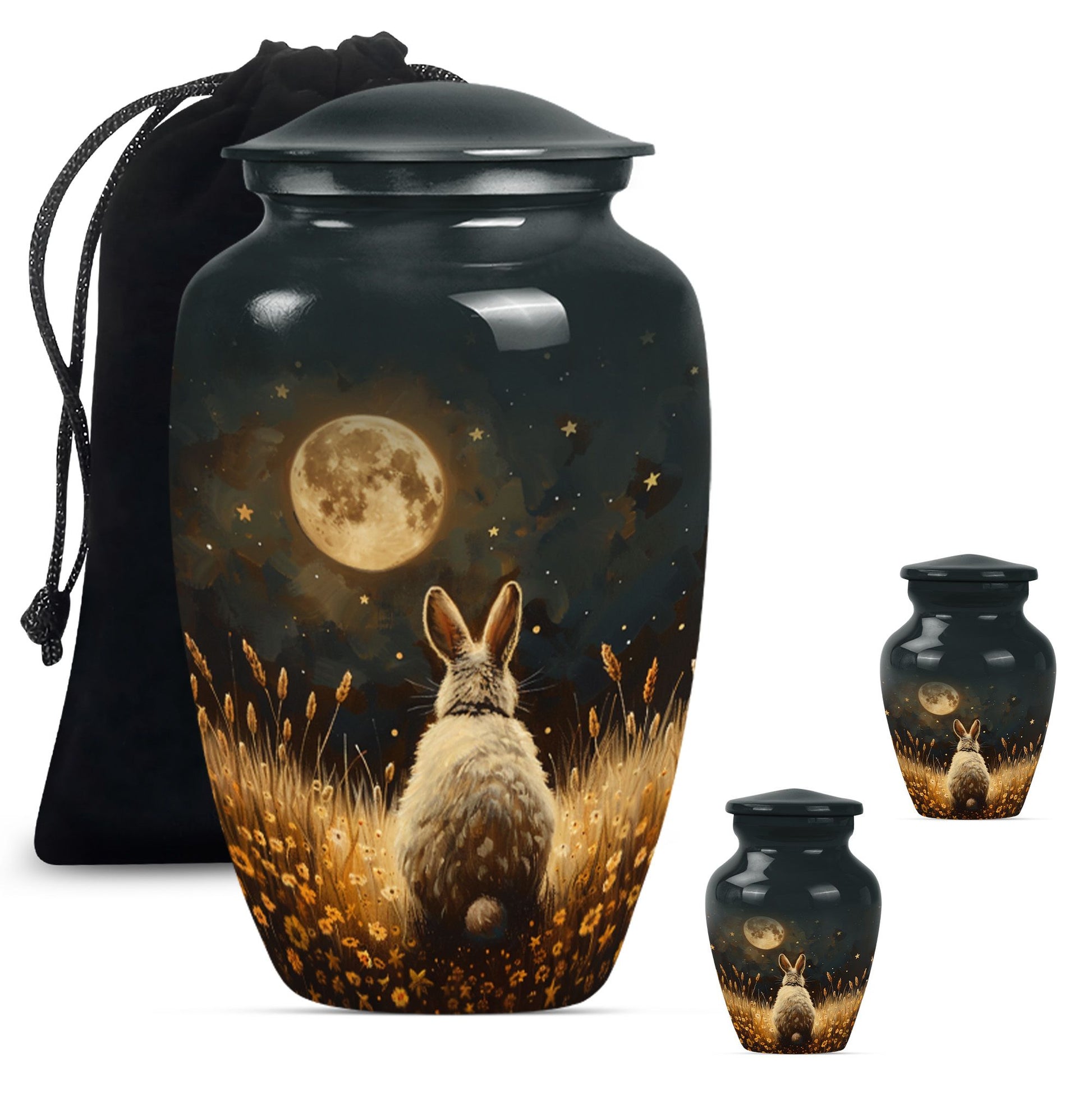 Classic 10-inch white bunny moon urn.