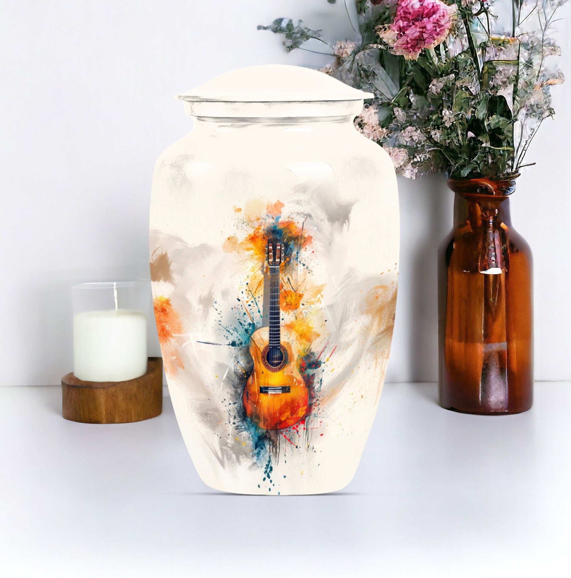 Classic 10-inch Aluminium Guitar Urn for adult human ashes.