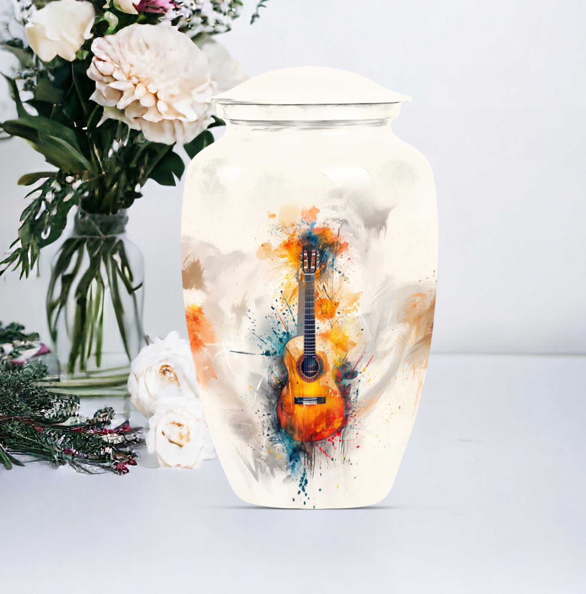 Classic 10-inch Aluminium Guitar Urn for adult human ashes.